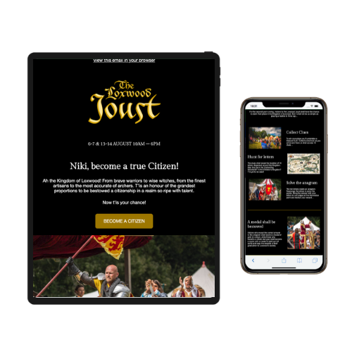 Loxwood Joust email on mobile devices