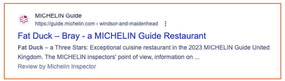 Michelin Guide is a high authority website that links to Heston Blumenthal's website 